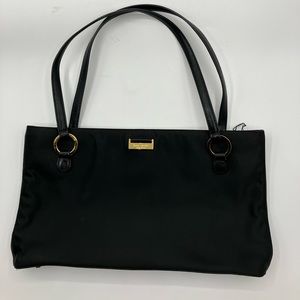 Kate Spade New York Black Nylon Shoulder Bag  Rectangle Brass Ring Hardware